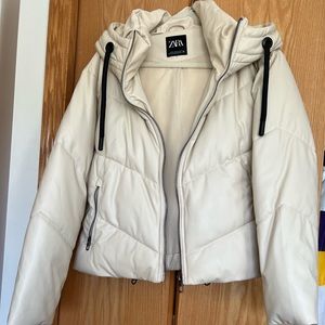 Zara faux Leather Puffer Coat